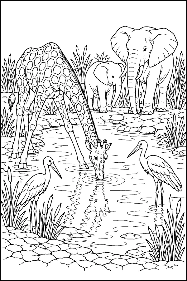 Safari Waterhole Scene