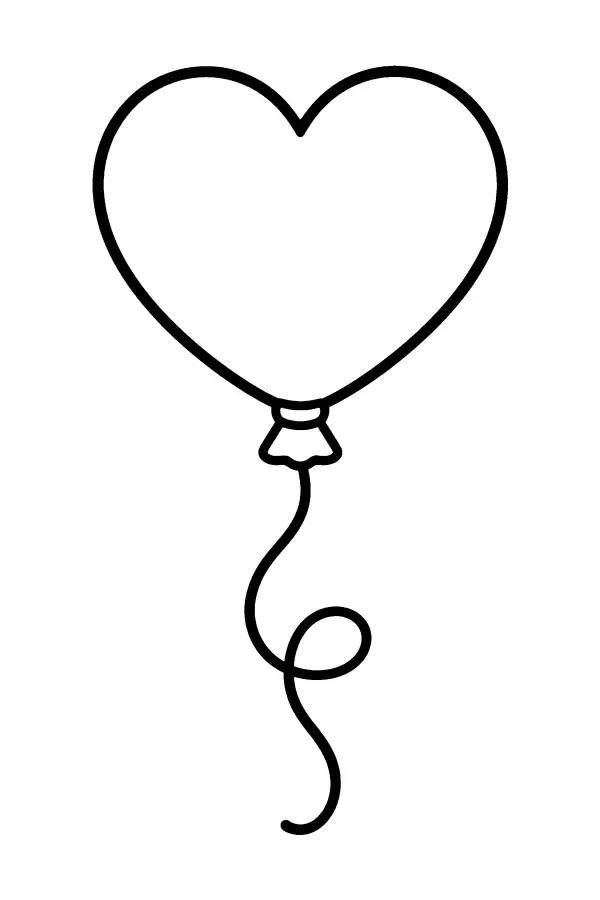Dessin à colorier de ballon en forme de cœur