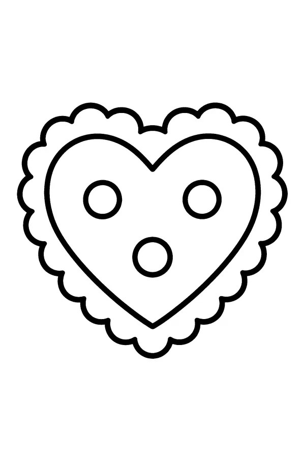 Dessin à colorier de biscuit en forme de cœur