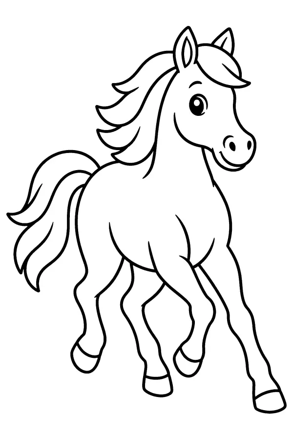 Dessin à colorier d’un cheval au galop ralenti