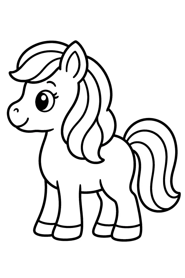 Dessin à colorier d’un poney vu de profil