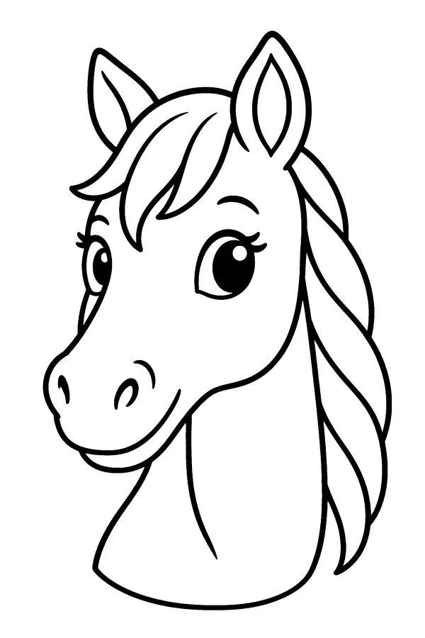Coloriage facile d’une tête de cheval de face