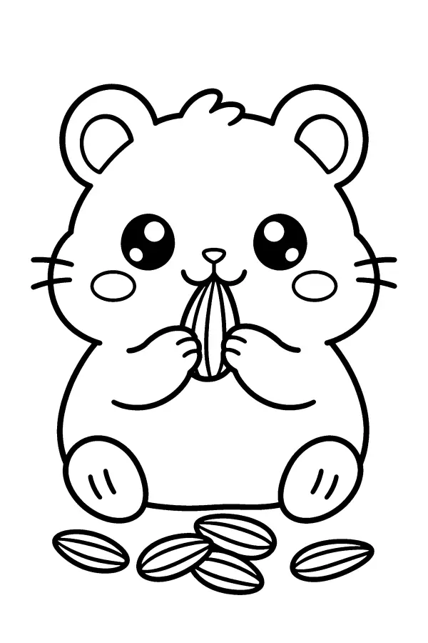 Dessin à colorier d’un hamster kawaii pour enfants