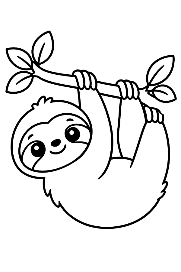 Dessin à colorier d’un paresseux kawaii pour enfants