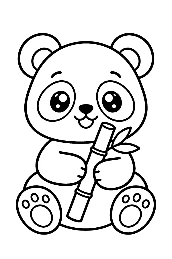 Dessin à colorier d’un panda kawaii pour enfants