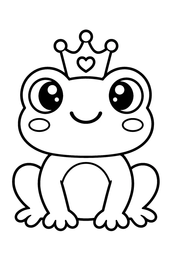 Dessin à colorier d’une grenouille kawaii