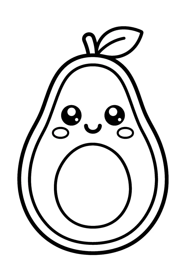 Dessin à colorier d’un avocat kawaii pour enfants