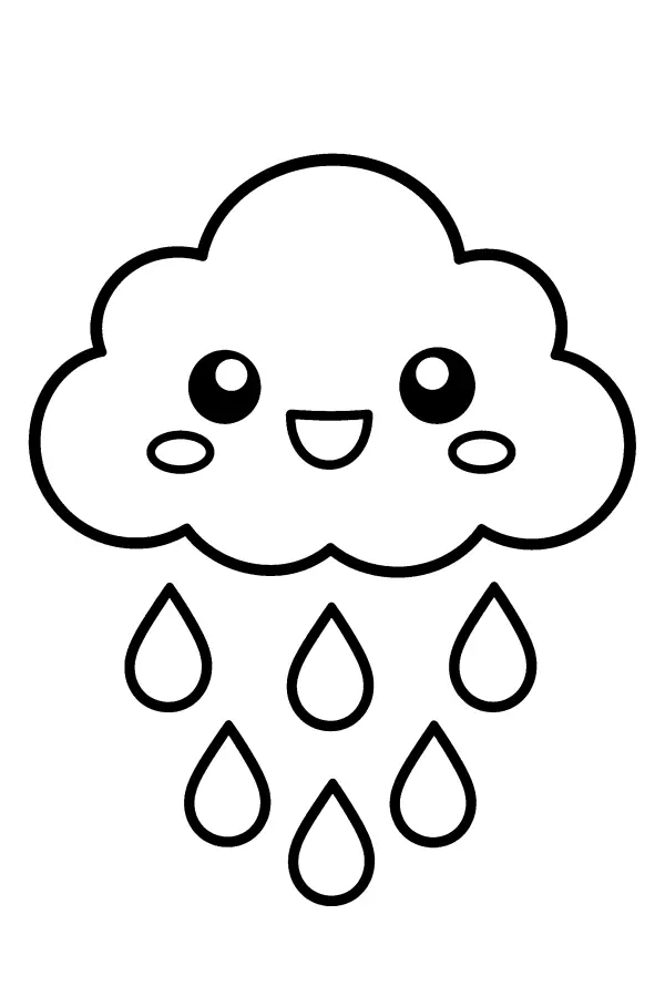 Dessin à colorier d’un nuage kawaii pour enfants