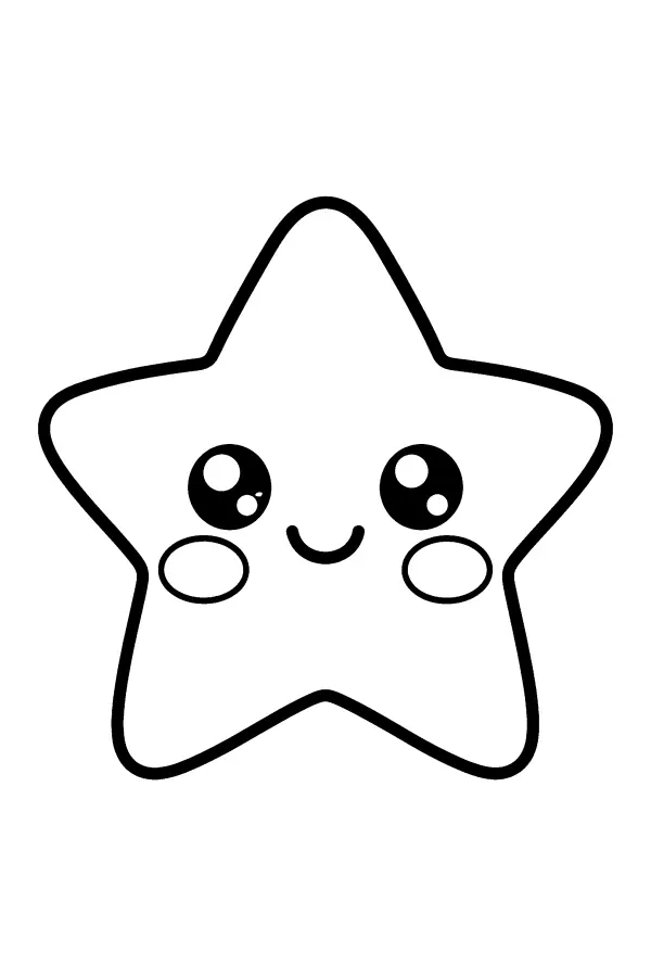 Dessin à colorier d’une étoile kawaii pour enfants