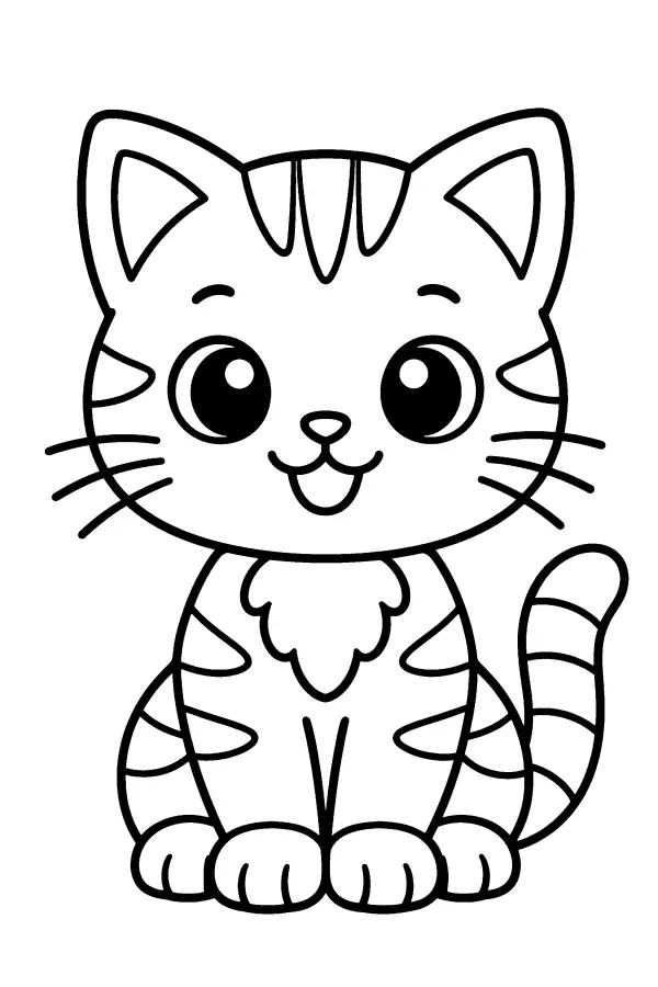Dessin à colorier d’un chaton kawaii pour enfants
