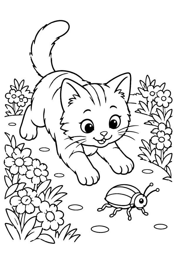Kitten And Beetle