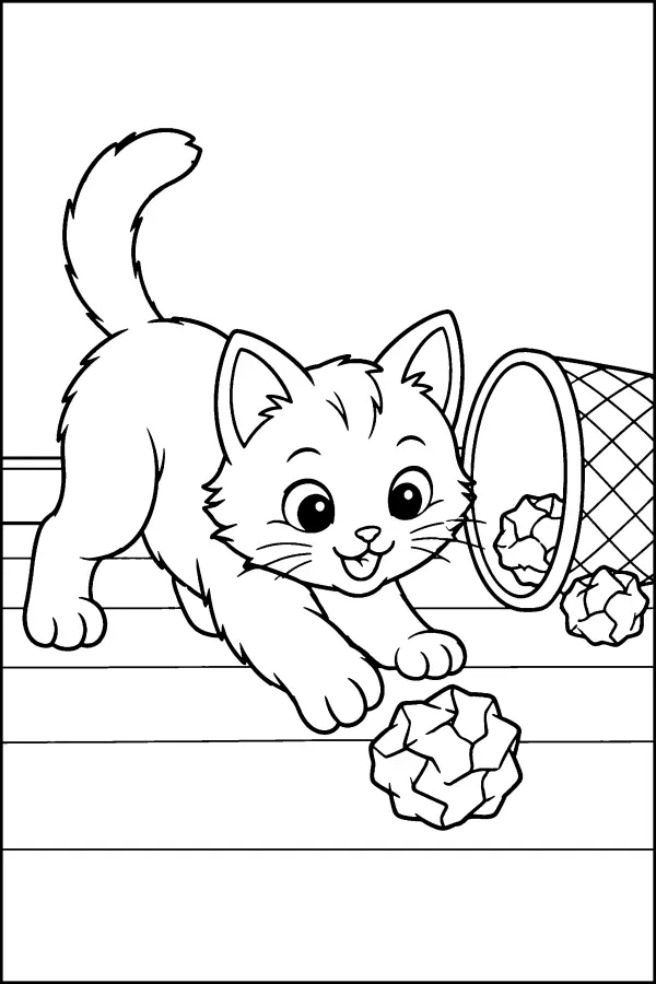 Kitten And Paper Ball