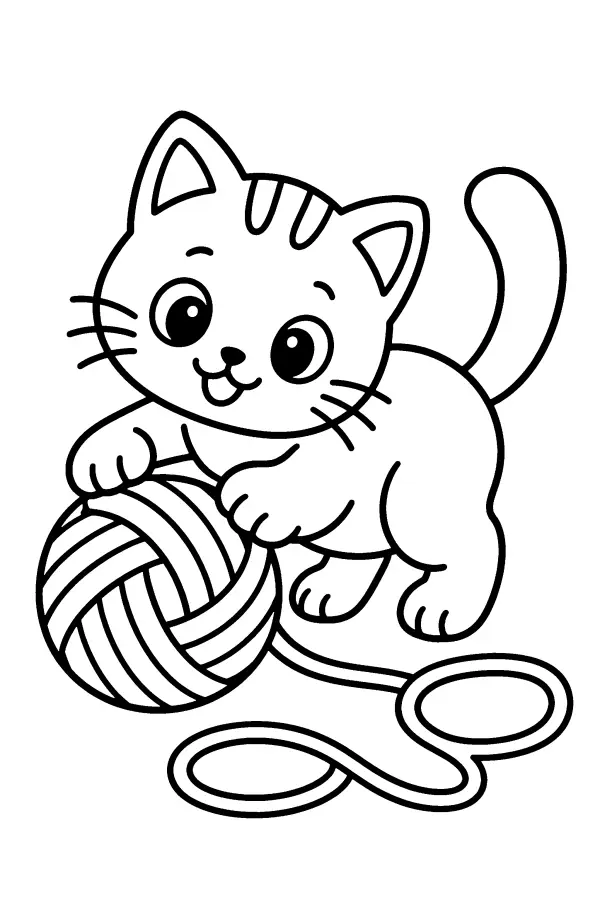 Kitten And Yarn