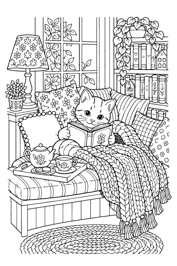 Kitten Reading Nook