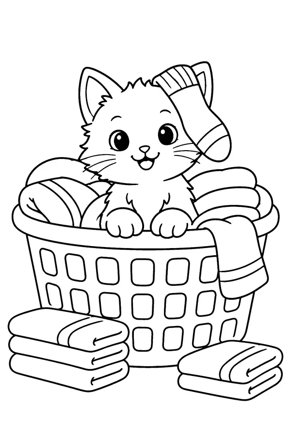 Laundry Basket Kitten