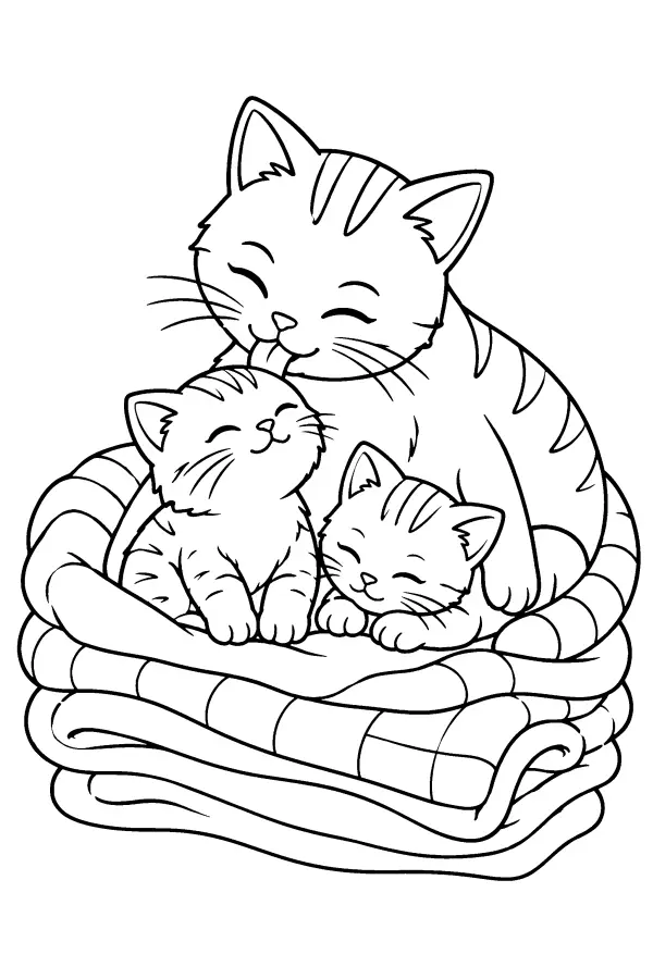 Mother Cat With Kittens