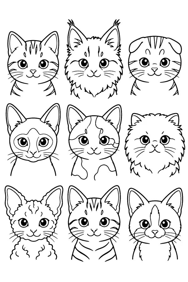 Nine Kitten Faces