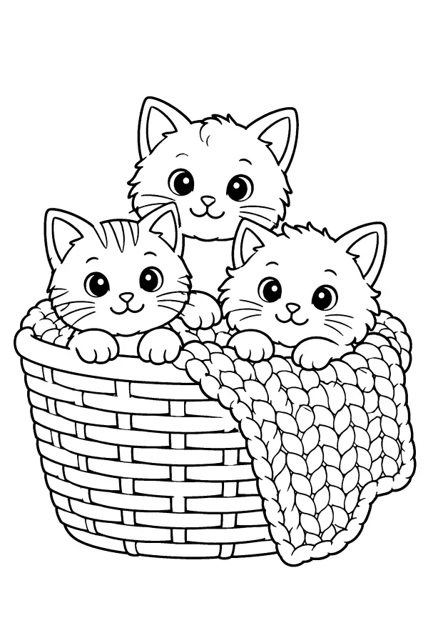 Three Kittens Basket