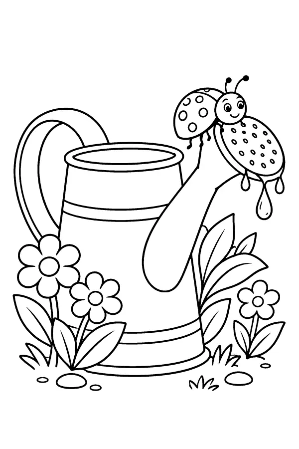 Ladybug On Watering Can