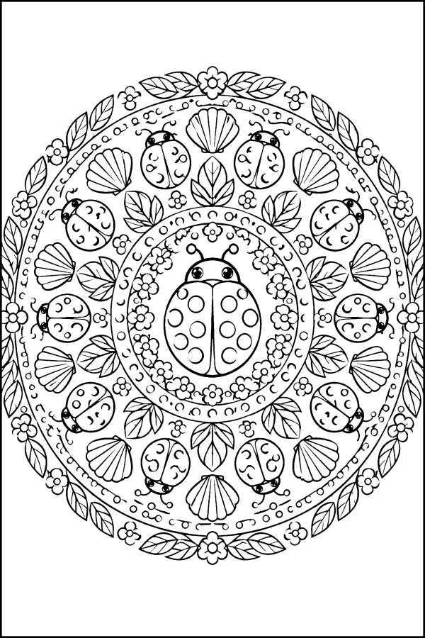 Ladybug Shell Mandala