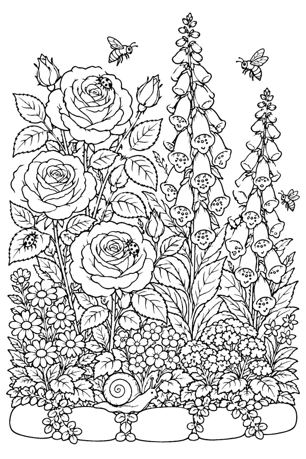 Rose and Foxglove Border
