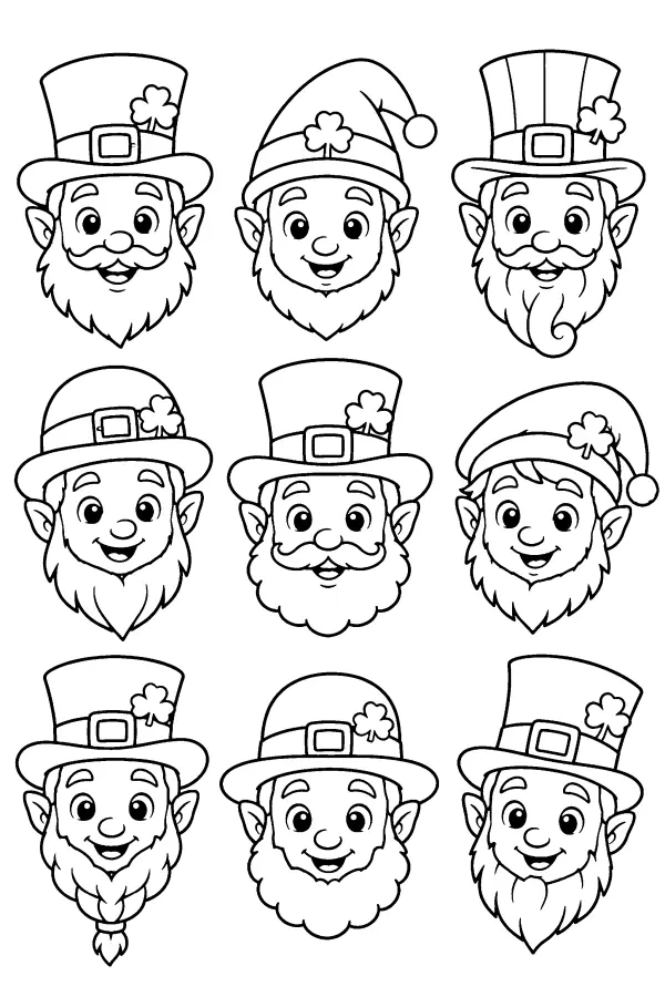 Nine Leprechaun Faces