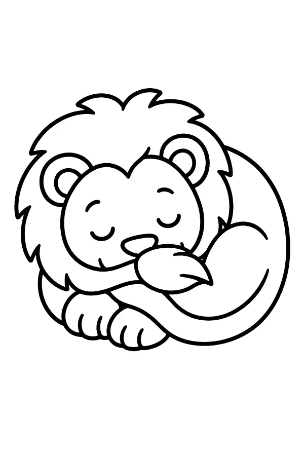 Curled Sleeping Lion