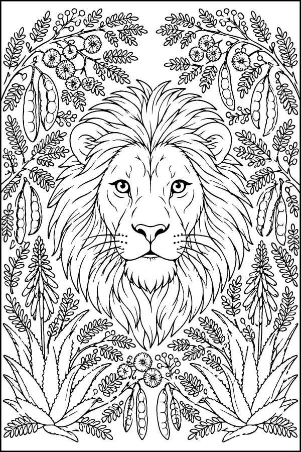 Lion and Acacia Frame
