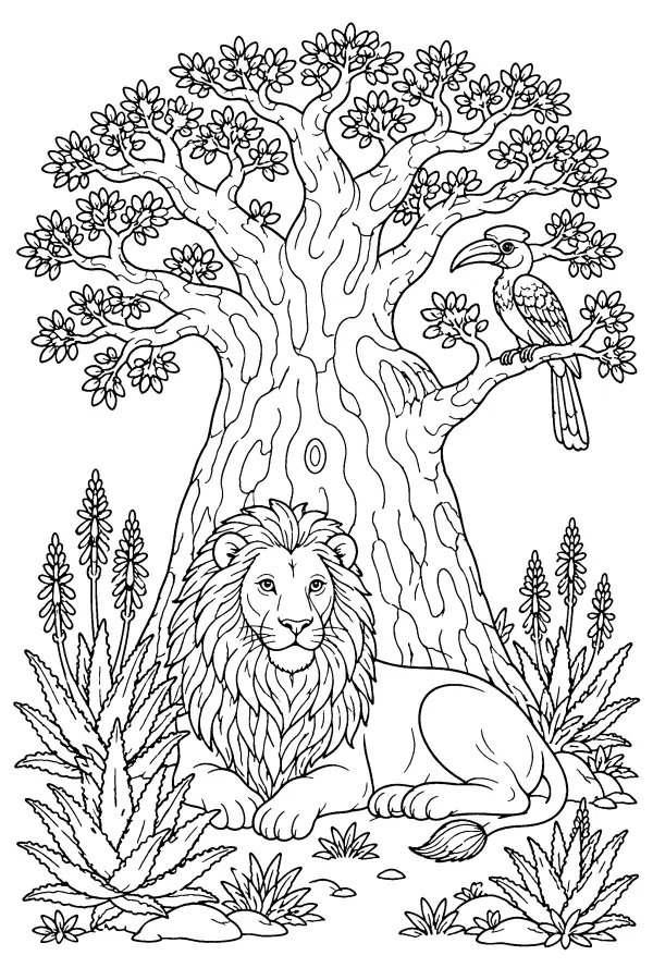 Lion And Hornbill