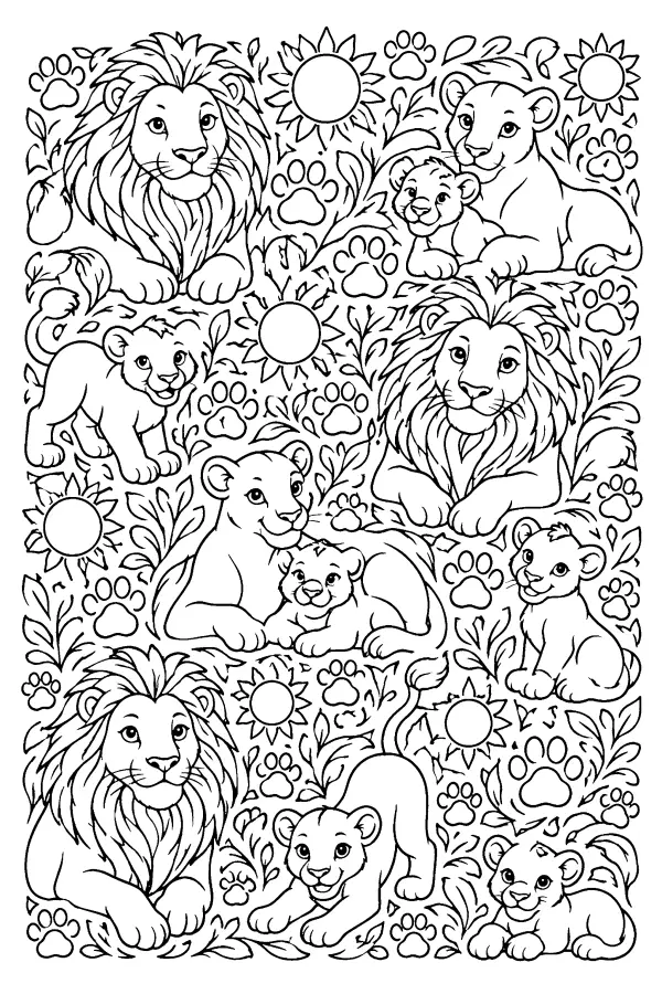 Lion Doodle Meadow