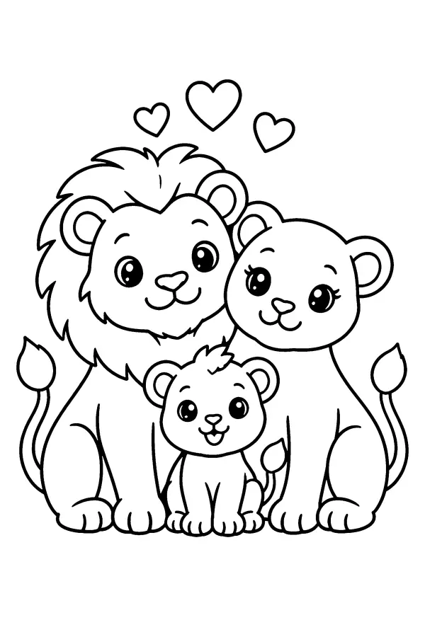 Lion Family Hearts