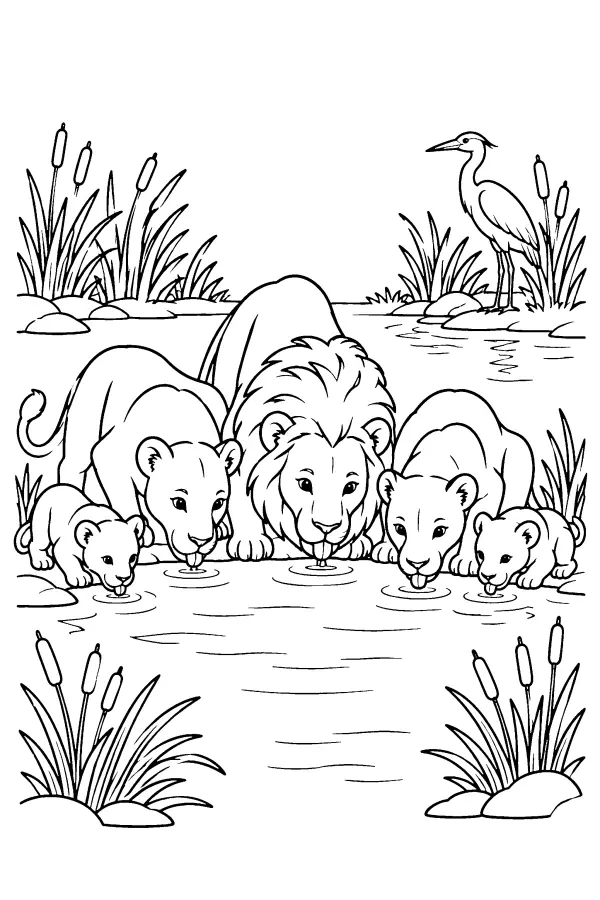 Lion Family Waterhole