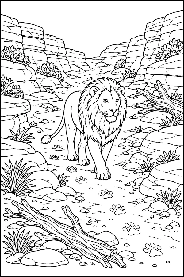 Lion In Dry Canyon