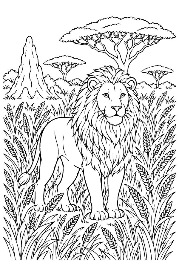 Lion In Savanna