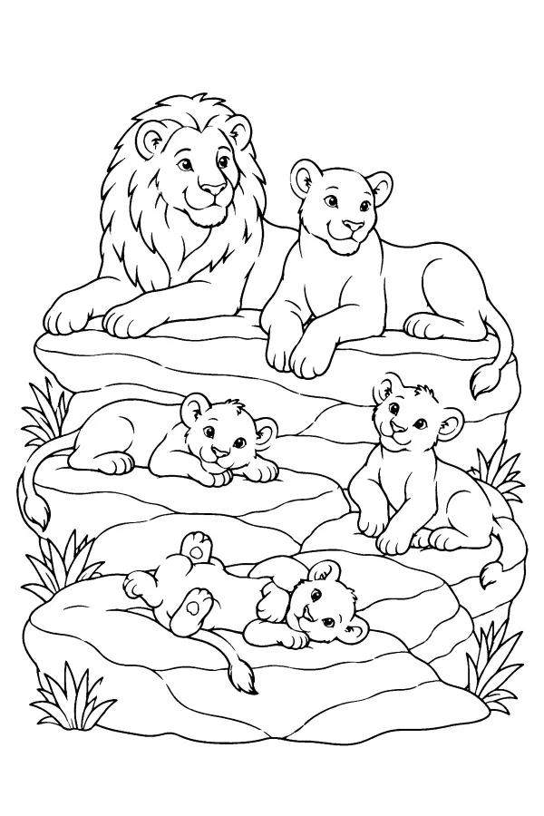 Lion Pride On Rocks