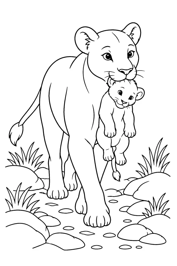 Lioness Carrying Cub
