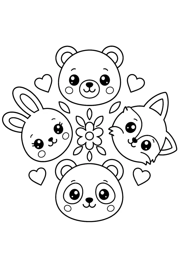 Dessin à colorier d’un mandala d’animaux