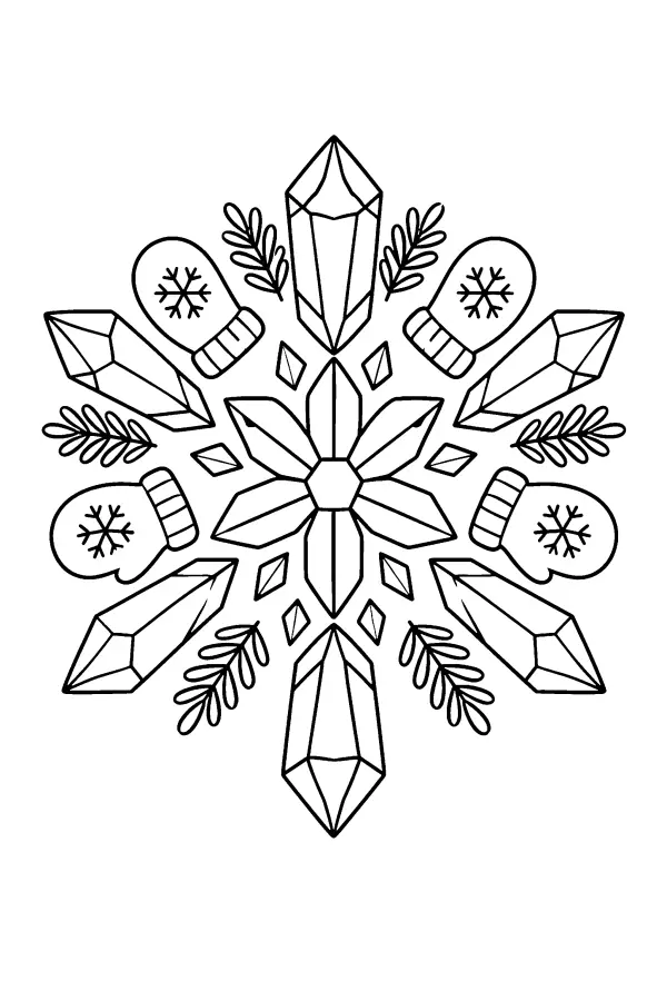 Dessin à colorier d’un mandala en forme de flocon