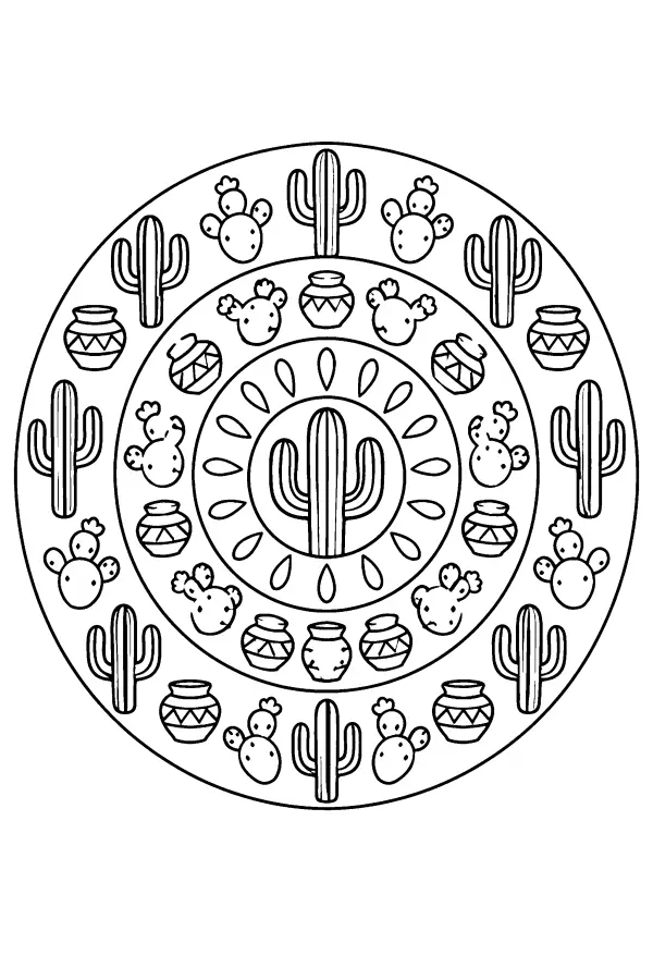 Dessin à colorier d’un mandala du désert