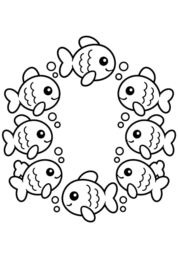 Dessin à colorier d’un mandala de poissons