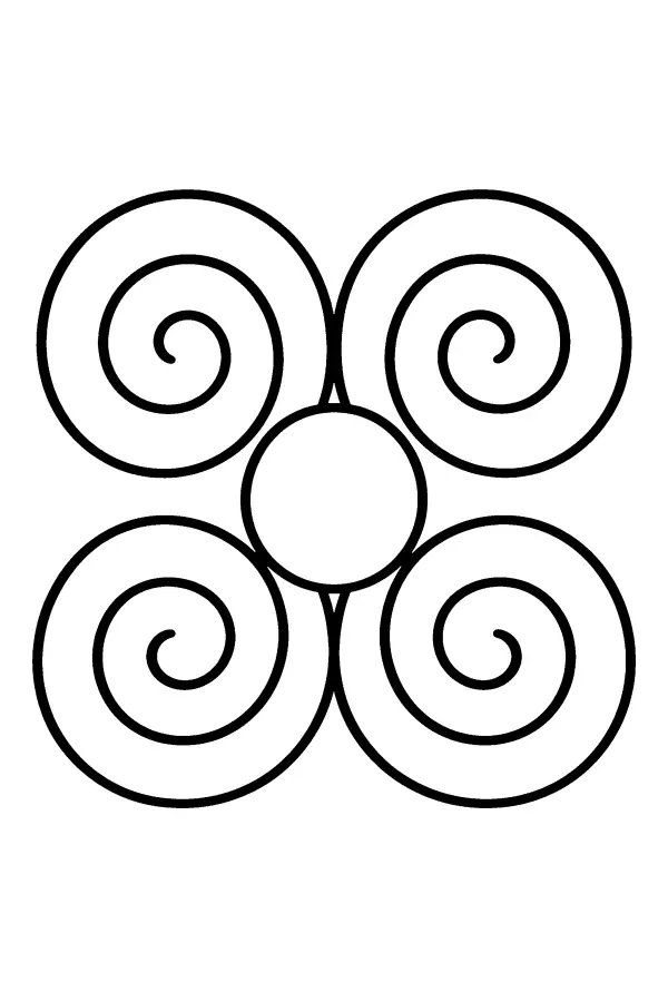 Coloriage d’un mandala à quatre spirales
