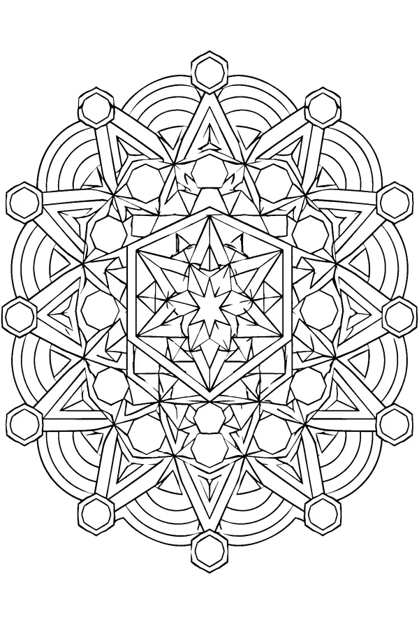 Coloriage détaillé d’un mandala géométrique