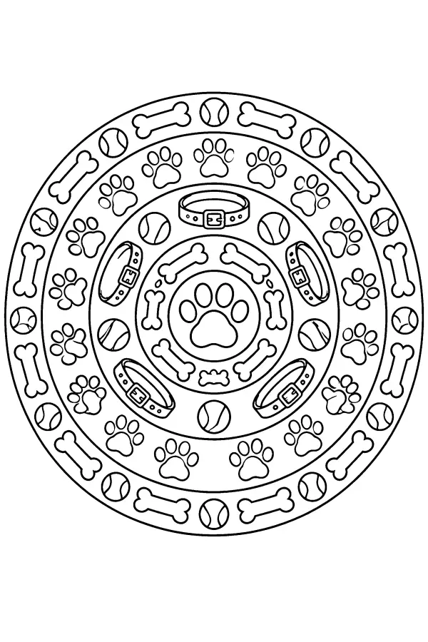 Dessin à colorier d’un mandala de pattes