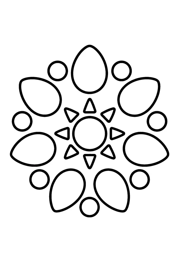 Coloriage d’un mandala à pétales et points