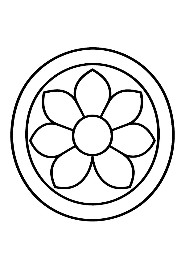 Dessin à colorier facile d’un mandala à pétales