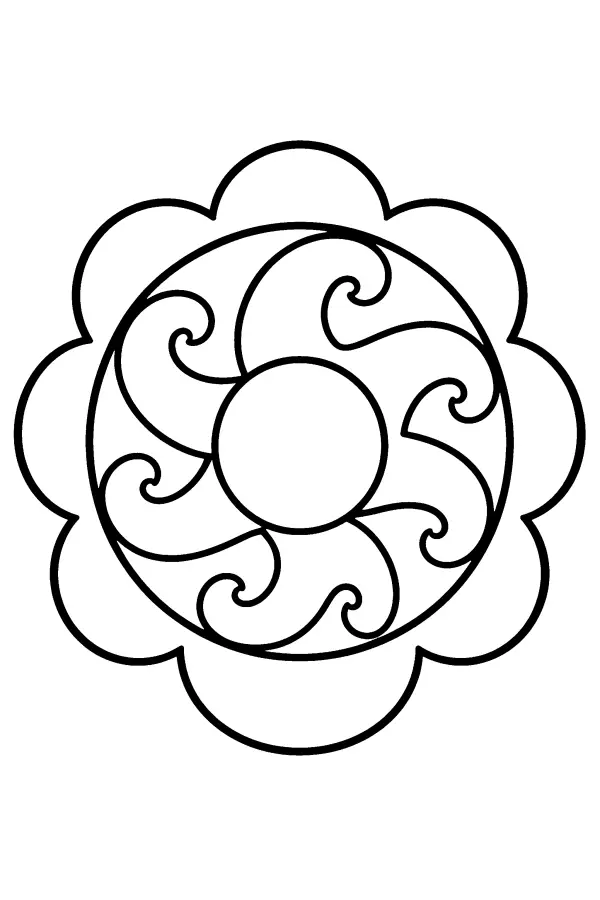 Dessin à colorier d’un mandala de vagues