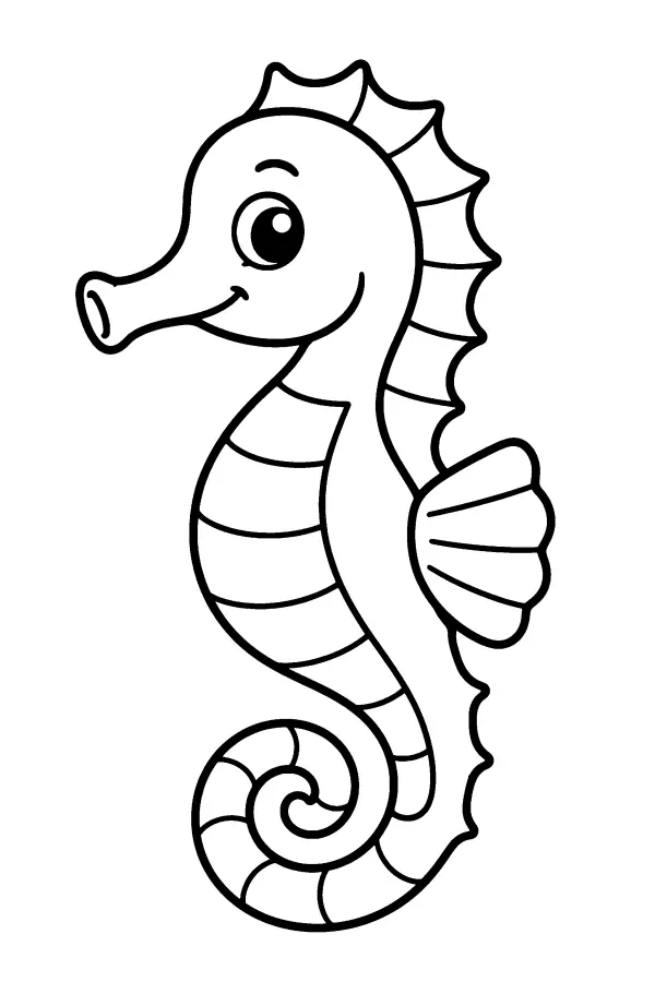 Dessin à colorier d’un hippocampe pour sirène