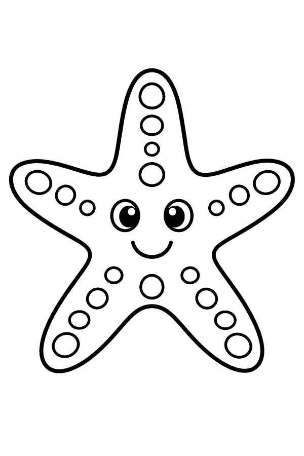 Coloriage facile d’une étoile de mer de sirène