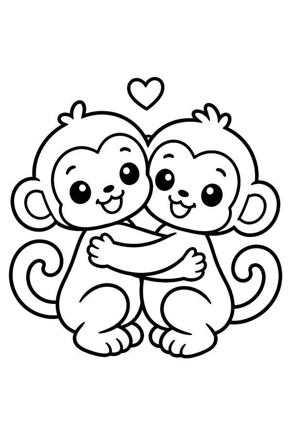 Hugging Monkey Pair
