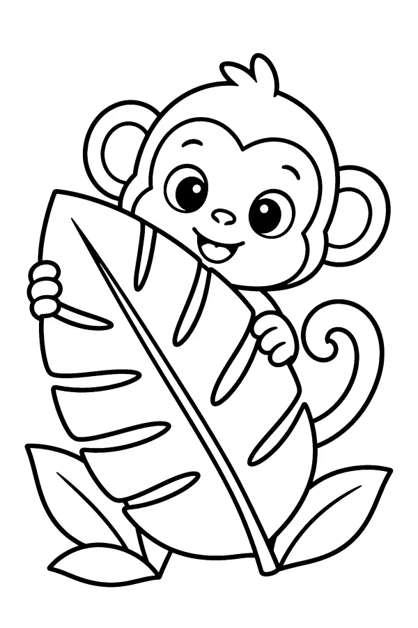 Monkey Behind Leaf